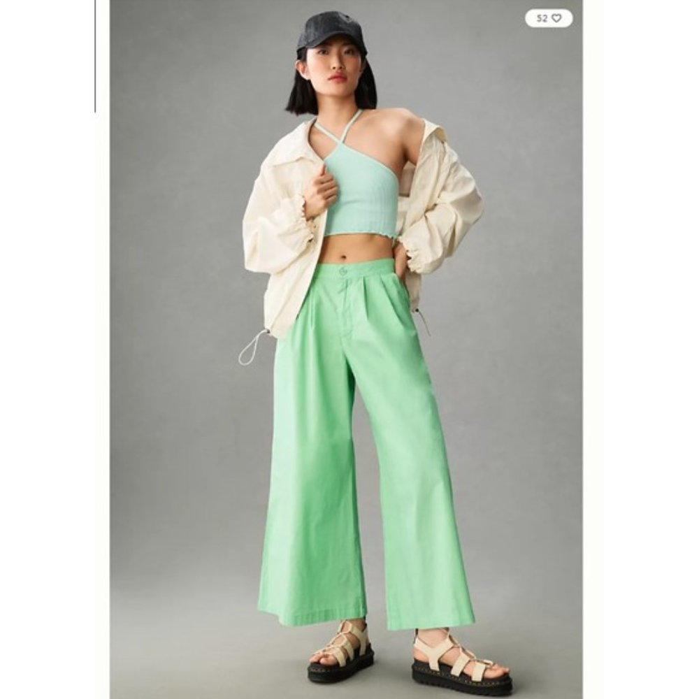 NWT-On the Road x Anthropologie Mint Cosmo Culotte Pants - L
